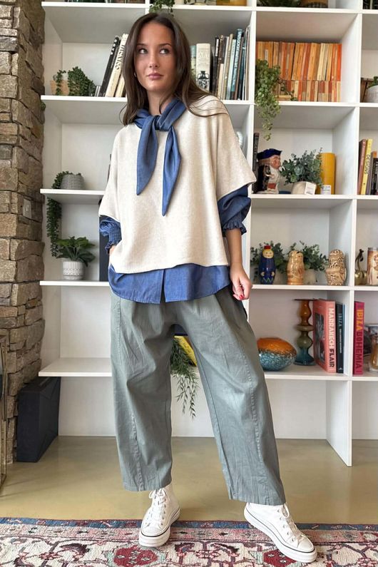 Gaberdine Barrel Pant Khaki 